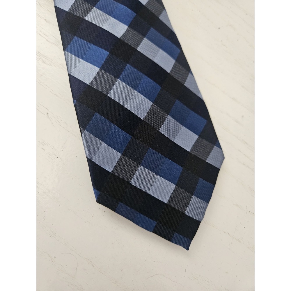 PRONTO UOMO Blue‎ Plaid NECK TIE DESIGNER 59in Length